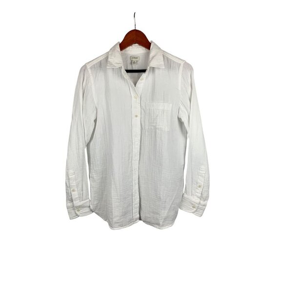 J.Crew Tops - J.Crew Womens White Long Sleeve Cotton Shirt XS